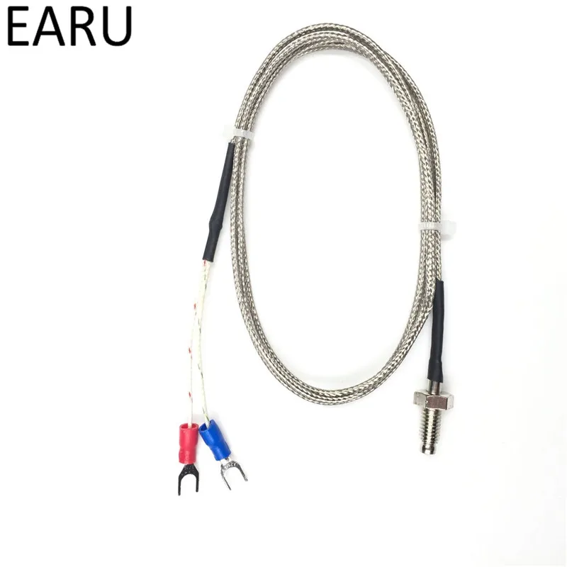 1pc Thread M6 Screw Probe Temperature Sensor Thermocouple K Type Range 0-400 Degree 2m Long Cable for PID Controller Thermometer