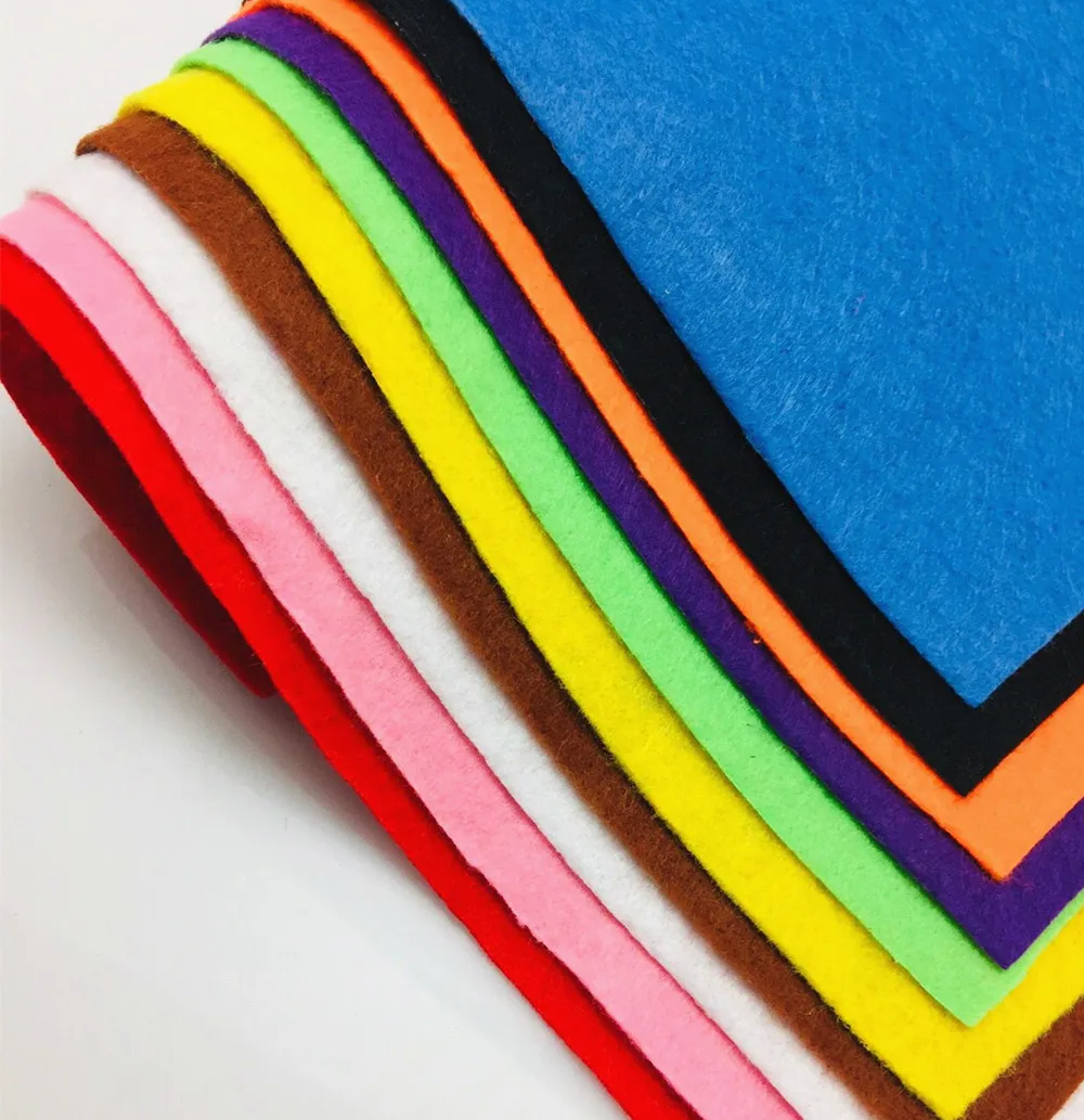 10pcs/set Non-Woven Felt Fabric Polyester Fabric Kids DIY Craft 1mm Thick Mixed Color Home Decoration 30X20cm AA8501-1