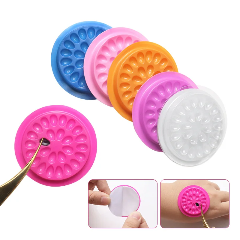 Soporte de plástico desechable para pestañas, adhesivo, paleta para extensión de pestañas, herramientas de maquillaje, 100 unidades