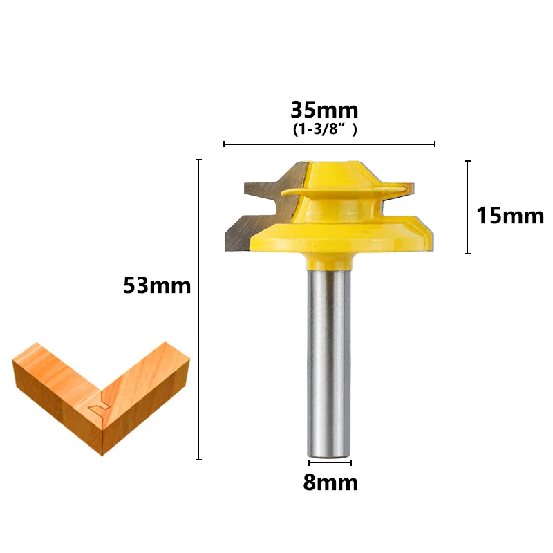 XCAN 45 Degree Lock Miter Router Bit Tenon Router Bit 8mm Shank For Woodworking Tools Carbide Router Bits Wood Milling Cutter