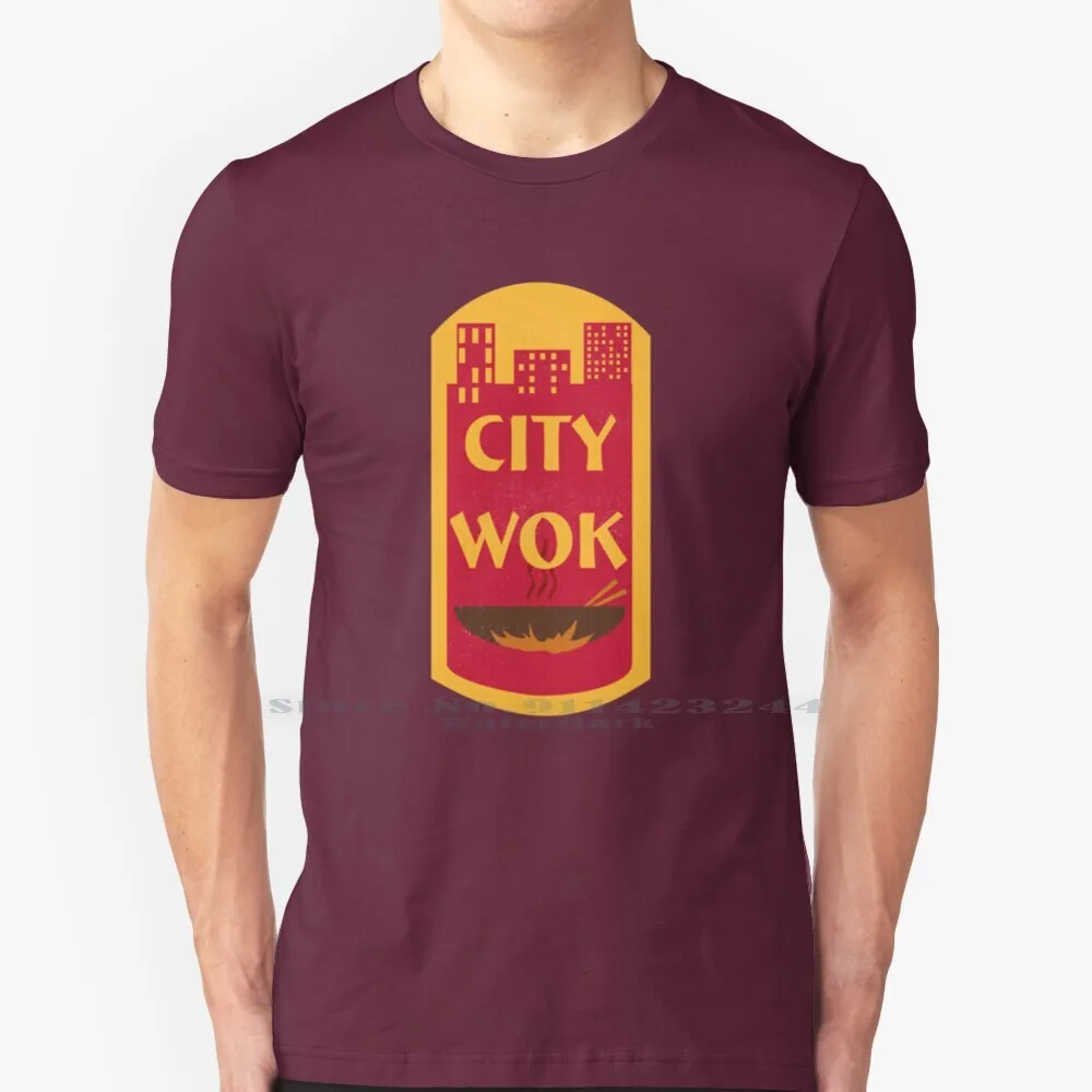 City Wok Logo T Shirt 100% Pure Cotton City Wok Logo Creative Trending Vintage Cool Gift Euro Us Size Big Size