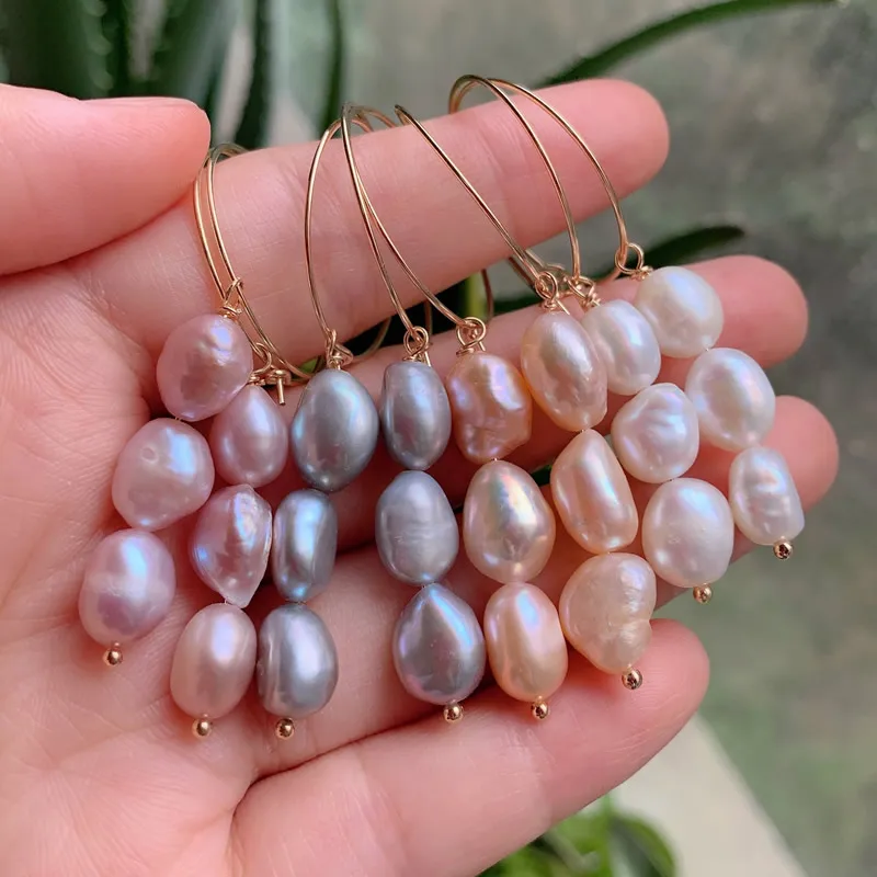 

Серьги-подвески с натуральным пресноводным жемчугом женские, элегантные длинные серьги-кисточки неправильной формы с камнем барокко и жемчугом