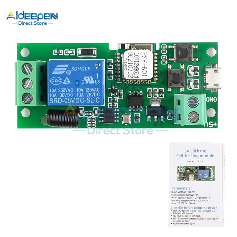 DC 5V 7V-32V 1 kanałowy pilot WiFi moduł przełącznika przekaźnika sterującego obsługuje 433MHZ zdalnego sterowania dla aplikacja EWelink System