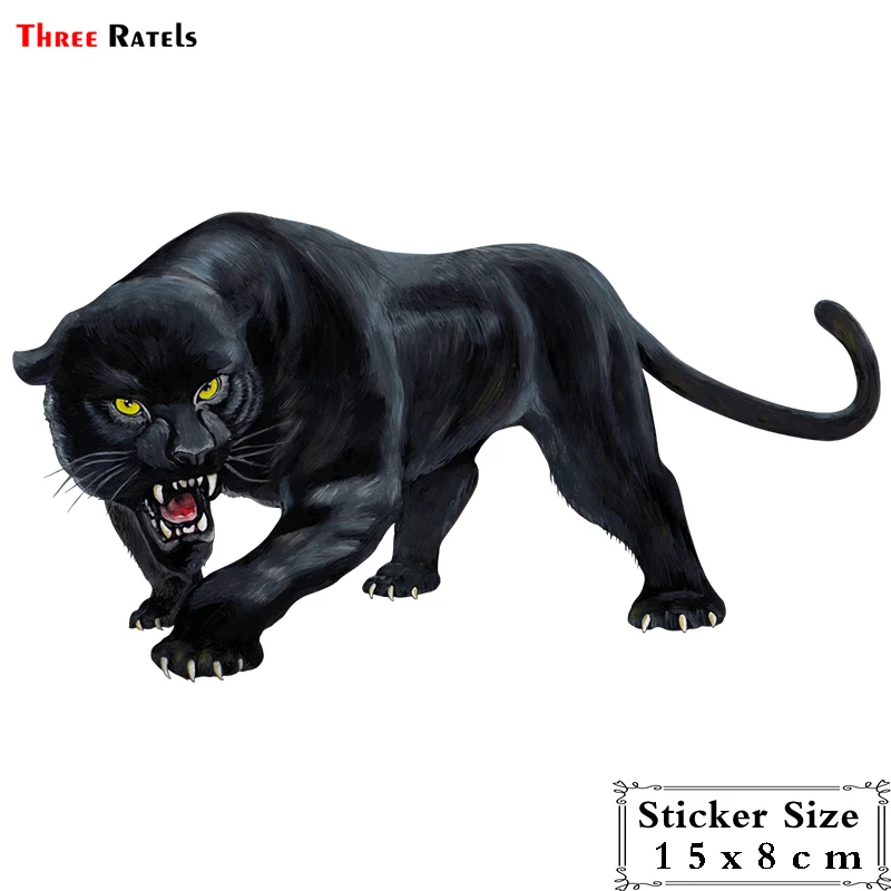 Three Ratels TRL570# 15X8cm animal sticker Black panther roaring  colorful funny car stickers  and decals auto styling removable