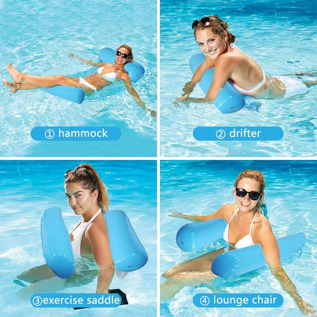 Pool Schwimmt für Erwachsene Wasser Aufblasbare Schwimm bett 4 in 1 Multi-Zweck Hängematte Pool Lounge Stuhl Float 6 farben