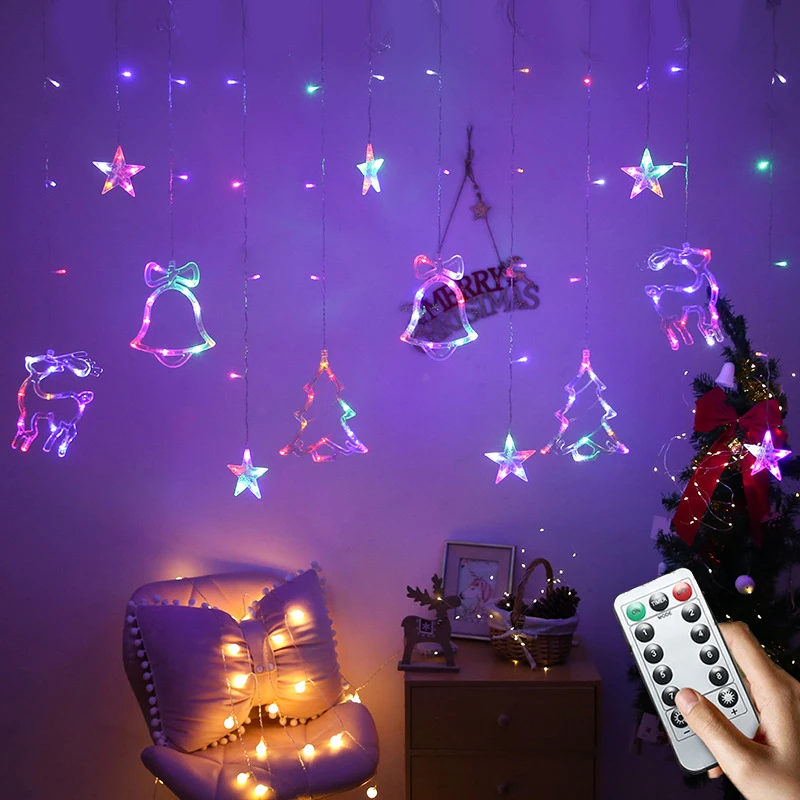 

Remote LED String Lights LED Star Moon Curtain Light Christmas Garland String Fairy Lights Outdoor For Home Wedding Party Decor