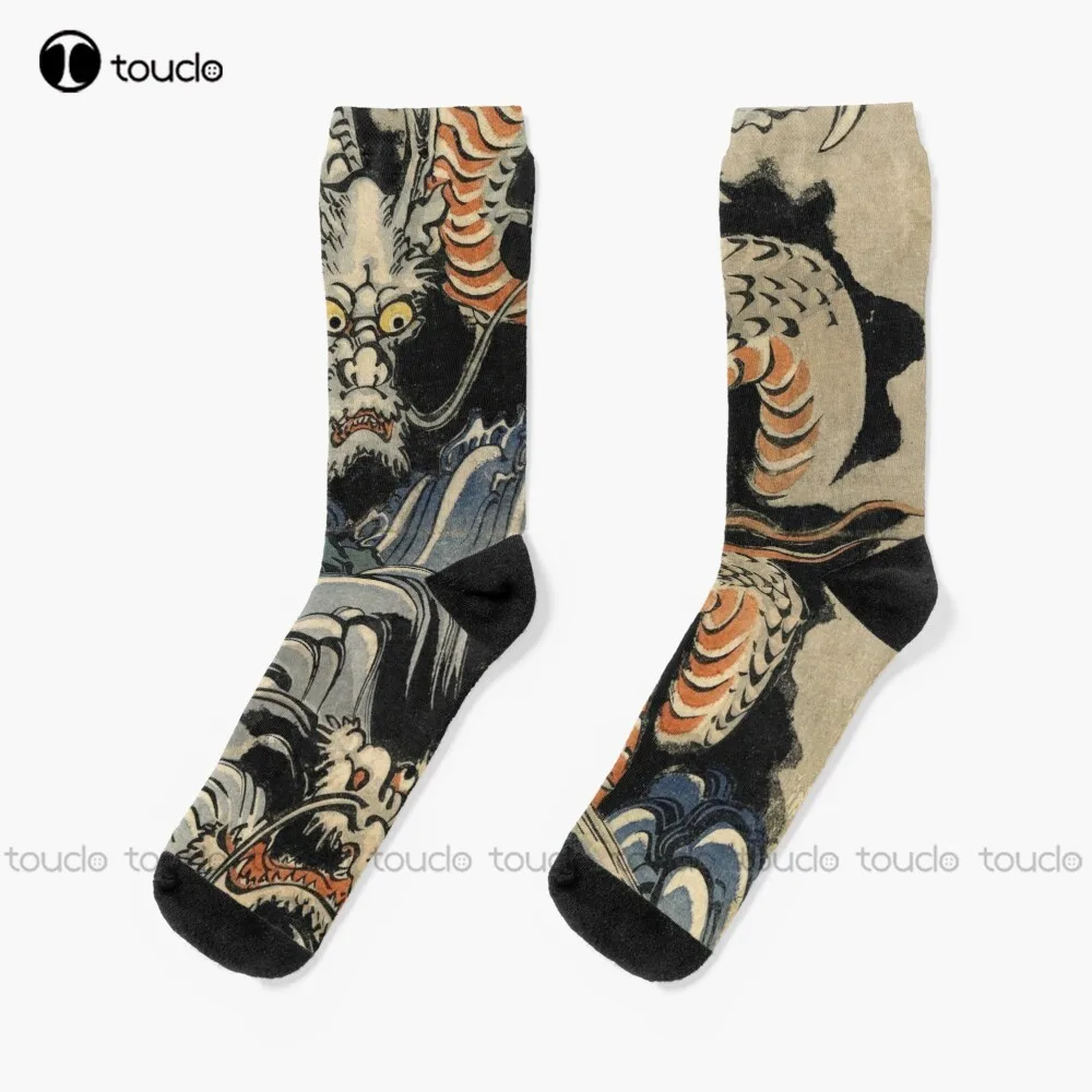 Utagawa Kuniyoshi - Dragons Socks Cozy Socks Christmas New Year Gift Custom Gift Unisex Adult Teen Youth Socks Women Men Sock