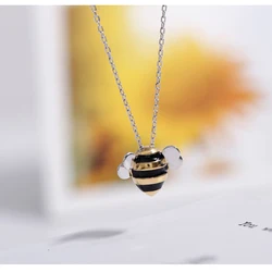 925 Sterling Silver Jewelry Wholesale Korean Fashion Cute Bee Exquisite Creative Female Personality Pendant Necklace for women