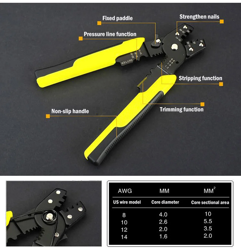 Automatic Crimping Tool Cable Wire Stripper Peeling Pliers Adjustable Terminal Cutter Wire multi-tool Crimper