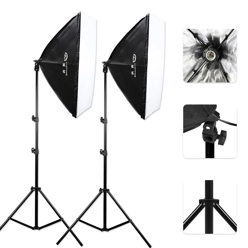 2pcs Diffuser 50x70CM Photography Softbox Lighting Kits E27 Lamp Holder Soft Box Professional Continuous Light System Equipment