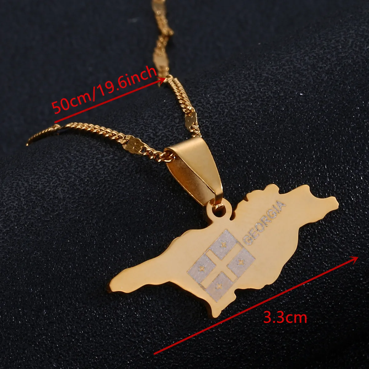 Stainless Steel Trendy Georgia Map Pendant Necklace Gold Color Georgian Map Charm Jewelry