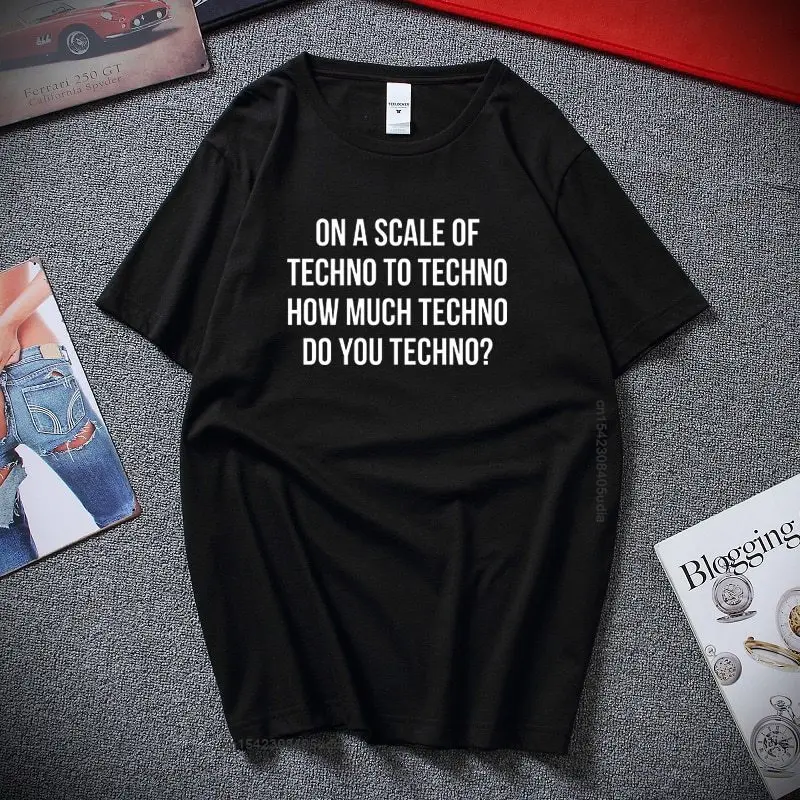 Techno Slogan Printed Mens T-Shirt Funny Music Club Top Dance Rave Tee Summer Fashion Streetwear Cotton Oversized T Shirt