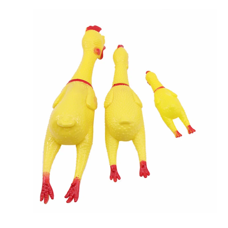 1pc Funny Yellow Screaming Chicken Squeaky Pets Dog Toys Squeeze Squeaky Sound Toy Safety Rubber For Dogs Molar Chew Toys