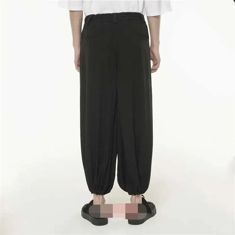 Men's Knickerbockers Casual Pants Wide Leg Pants Spring And Autumn New Dark Elastic Waist Design Trend Youth Versatile