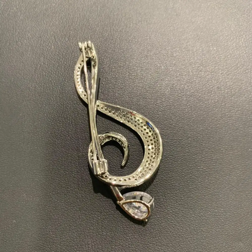 unisex brooch music  note brooch  copper with cubic zircon fashion jewelry for men and women free shipping bling bling 5.6*2.3CM