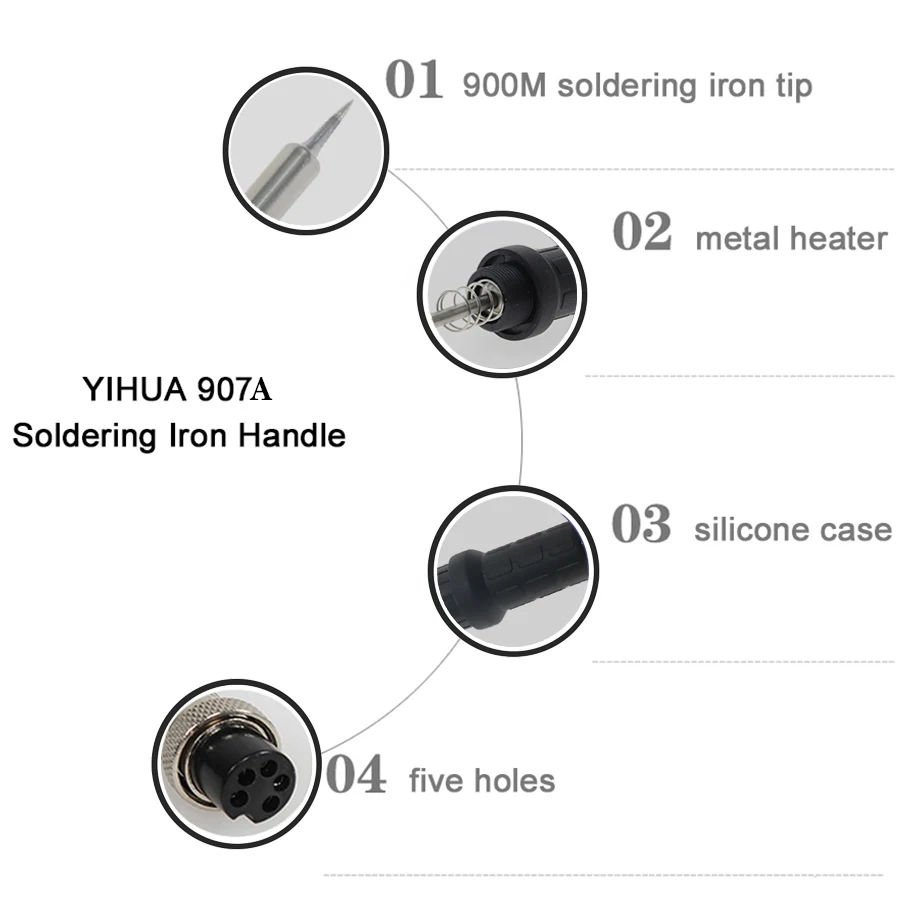 Yihua-mango de soldador 907A, estación de soldadura Universal 936 de 45W, adecuada para YIHUA 852D 852D + 952D 868D