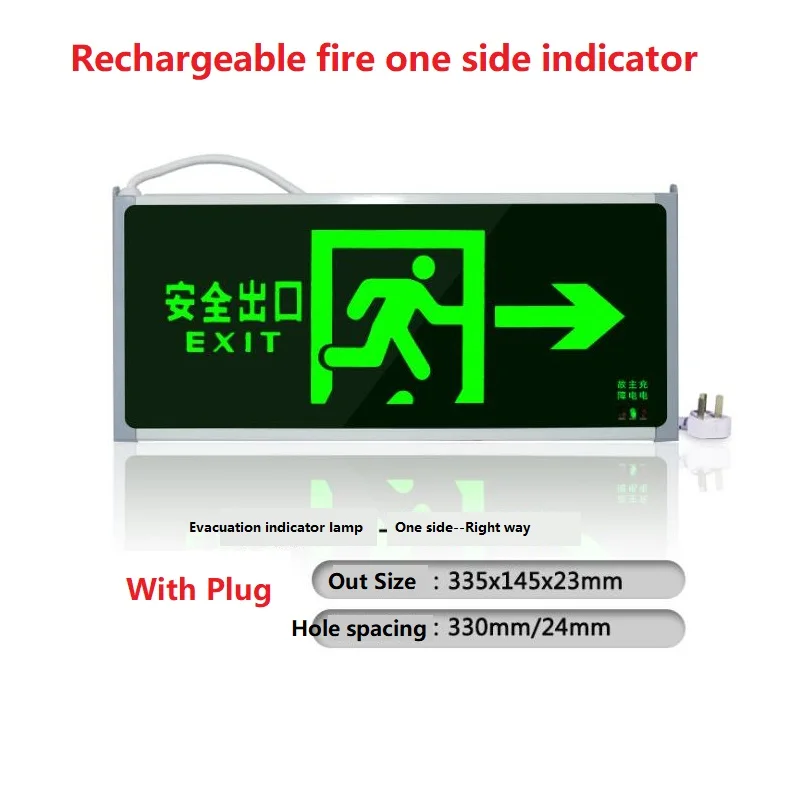 Emergency Safety Fire Exit Sign LED Evacuation Light Single Side Indicator Traffic Warning Light