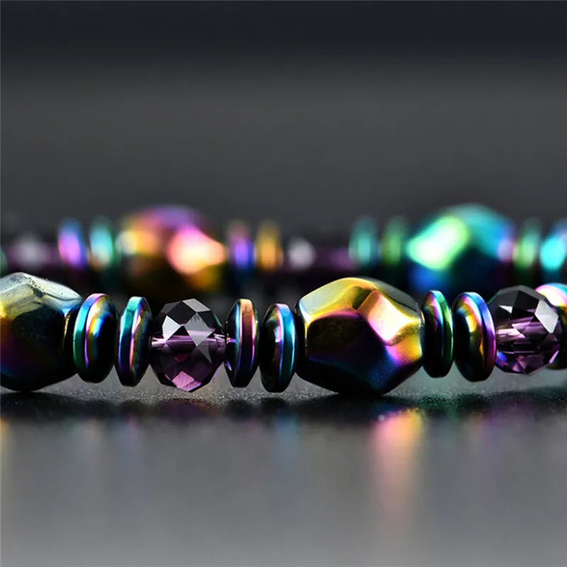 Magnetic Hematite Health Bracelet for women Men Many Colors Crystal healing Bangle Colorful Magnetite 5.5 CM(2.16 IN)