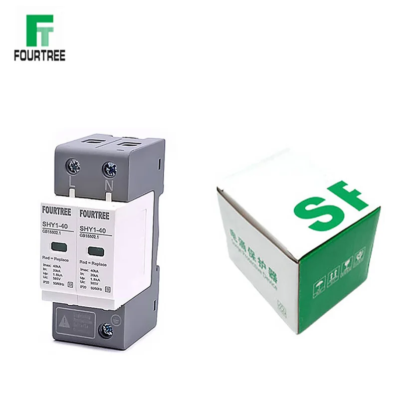 SPD AC Surge Protection 10〜20KA/20〜40KA /30KA〜60KA House Lightning Protector Low-Voltage Arrester Protective Device 230V 275V