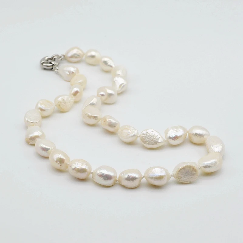 Genuine Baroque Necklace Irregular Shape Natural White Pearl Diameter 10-11mm Classic Simple Style Women\'s Pearl Necklace