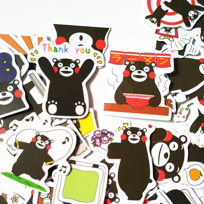 40pcs Japanese cute Kumamon Bear stickers package children toys Suit bag Character animal Kuma hand DIY black bear scrapbooking