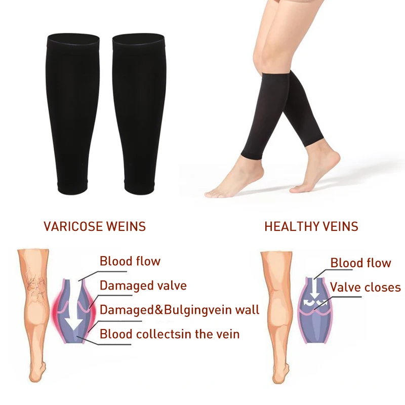 1Pair Varicose Veins Socks Treat Phlebitis Vasculitis Compression Stock Varicose Leg Pain Relief Breathable Elasticity Slim Sock