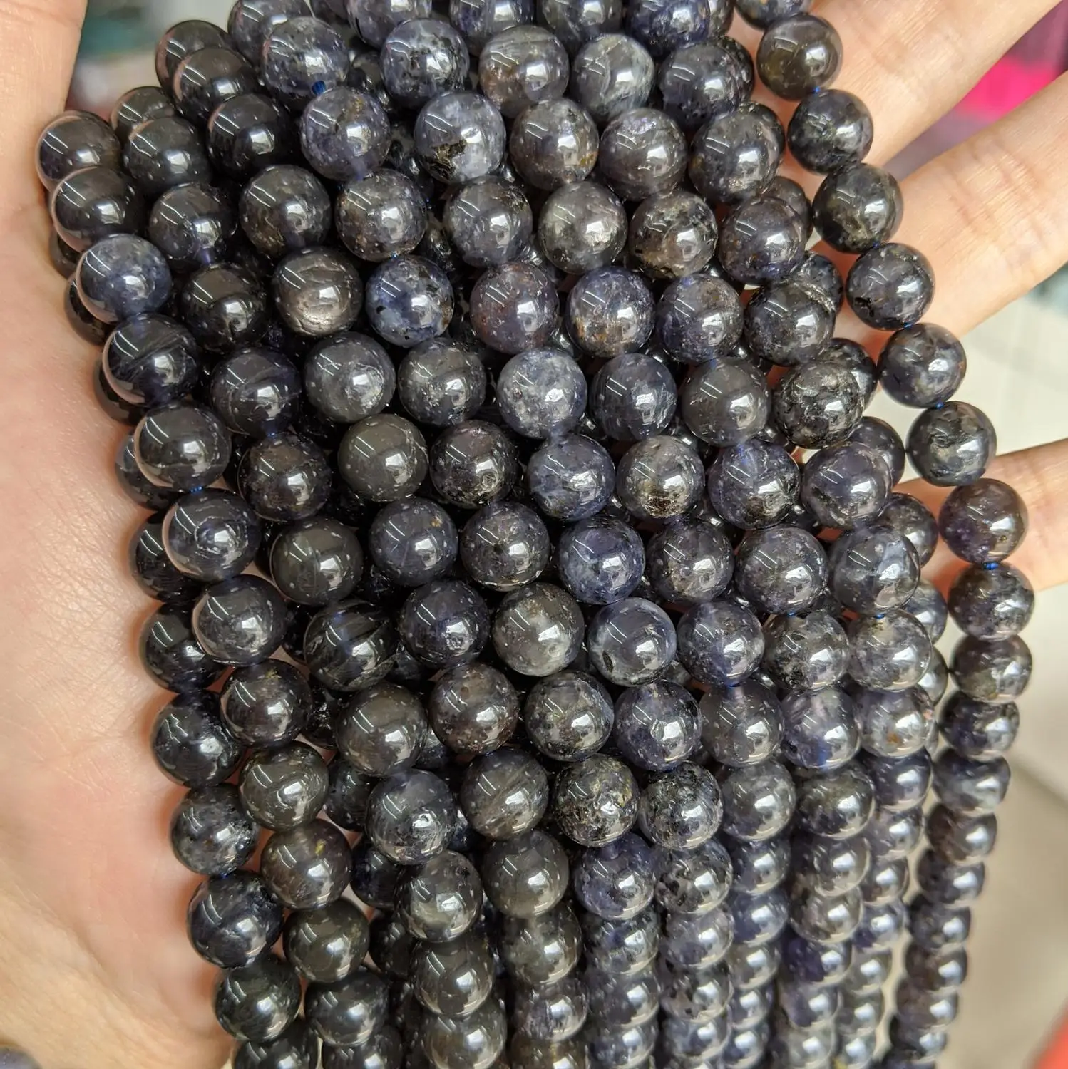 

Natural Stone Lolite Beads 6/8/10mm High Quality Loose Smooth Round Purple Cordierite Lolite Stone Beads For Jewelry Making DIY