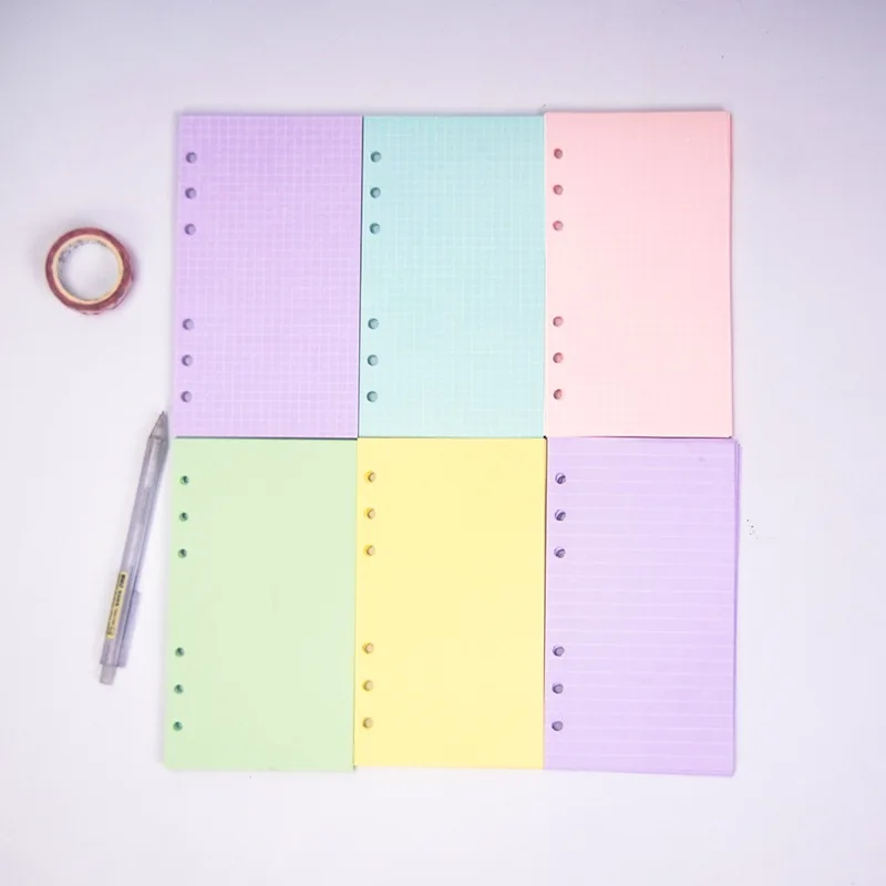 40 folhas kawaii a5 a6 folhas soltas caderno recarga espiral fichário índice de papel páginas internas planejador diário linha grade agenda em branco