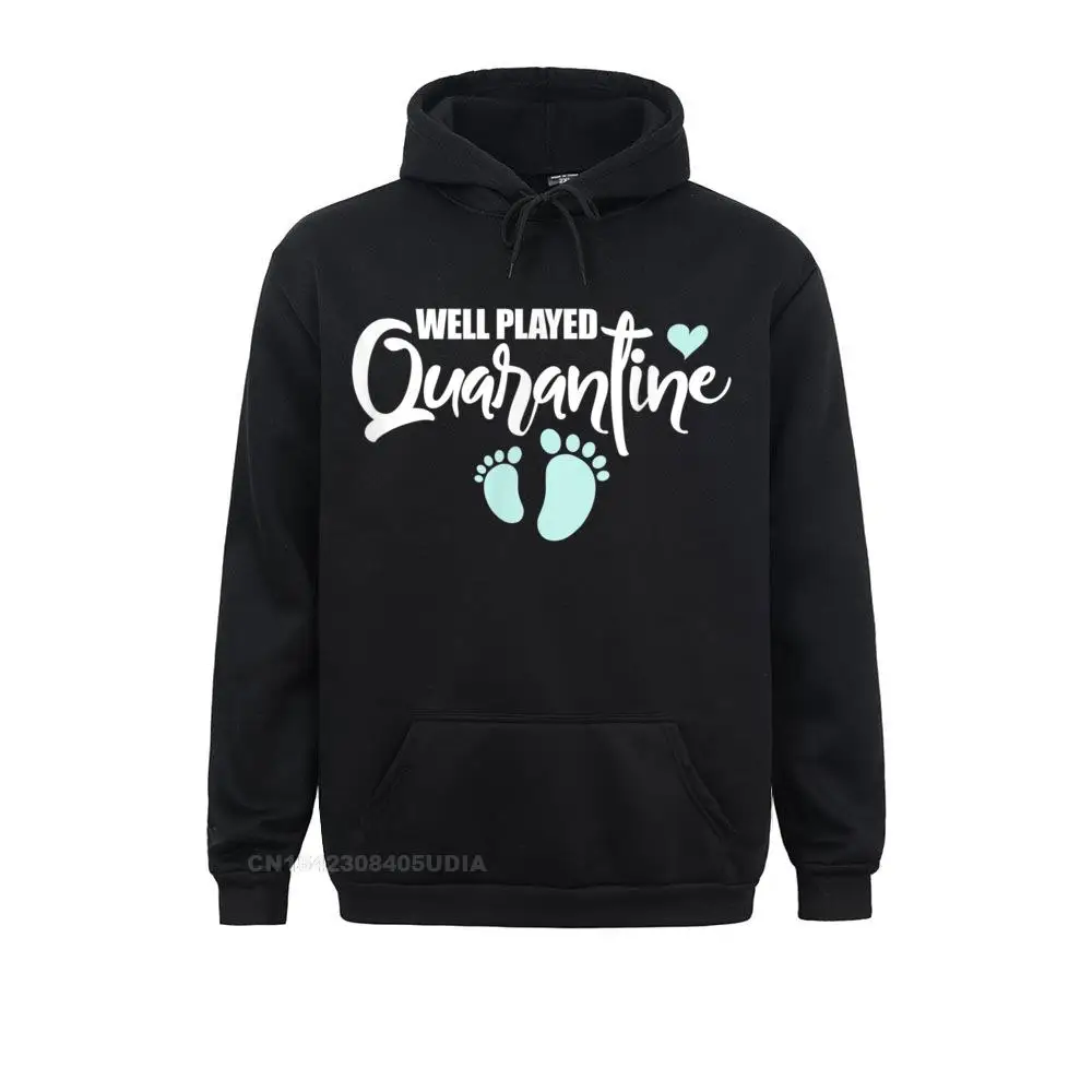 Quarantine Pregnancy Announcement Funny Mom Dad To Be Hoodie Men Long Sleeve Hoodies Group Fall Sweatshirts Fitted Clothes