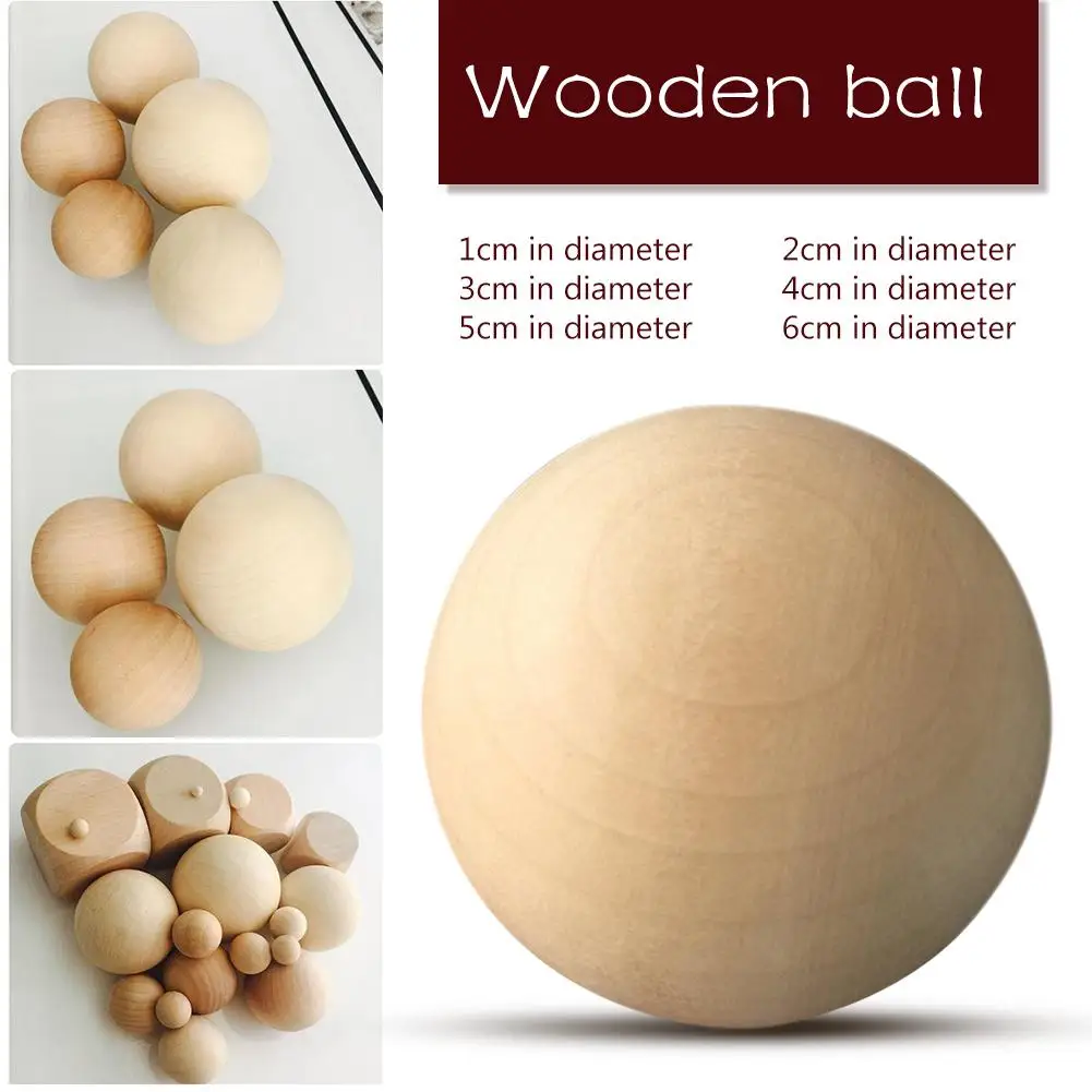 Natural Solid Wooden Round Ball Dia 1-7.5 CM Manual DIY Accessories Wood Colorful Big Painted Ball Home Decoration Craft Supply