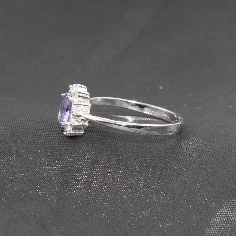 Kate Princess Same Style Engagement Ring 0.5ct Natural Tanzanite Silver Ring 925 Sterling Silver Tanzanite Wedding Ring for Girl