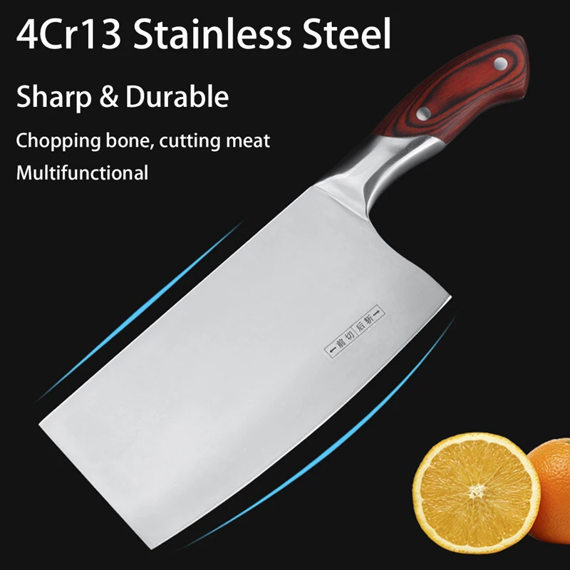 High Carbon Chinese Kitchen Knife, Cleaver, Durable Chef Slicing Chopping Knife, Ultra Sharp Blade, Color Wood Handle Knives, 5C