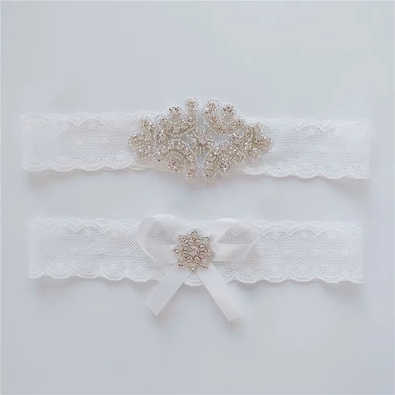 2PCS คริสตัลประดับด้วยลูกปัดเจ้าสาวงานแต่งงาน Garters เลดี้ผู้หญิงขาต้นขา Garter แหวนเข็มขัดแต่งงาน Party อุปกรณ์เสริม