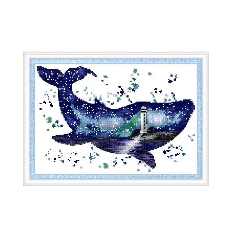 DA479 The world of whales cross stitch kit aida 14ct 11ct count printed canvas stitches embroidery DIY handmade needlework