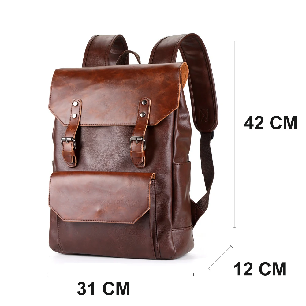 MANET Crazy Horse Leather Backpack Men 15.6 Inch Large Capacity School Bag Retro Computer Laptop Travel Backpacks Bags mochila