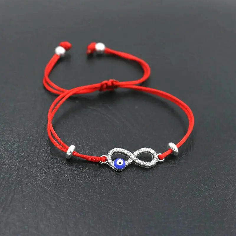 BPPCCR Cubic Zirconia Digital 8 Infinity Lucky Red Rope Thread String Charm Bracelets For Women Evil eye Pulseira Lovers Gifts