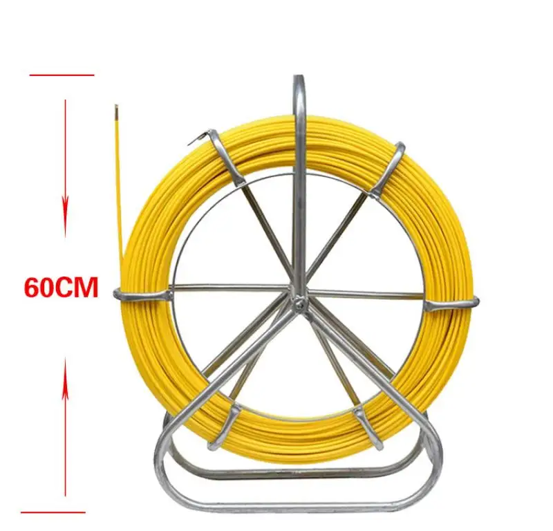 

6mm Duct Rodder Fish Tape Continuous Fiberglass Wire Cable Running with Cage and Wheel Stand 6MM 50m/100m/150m/200m