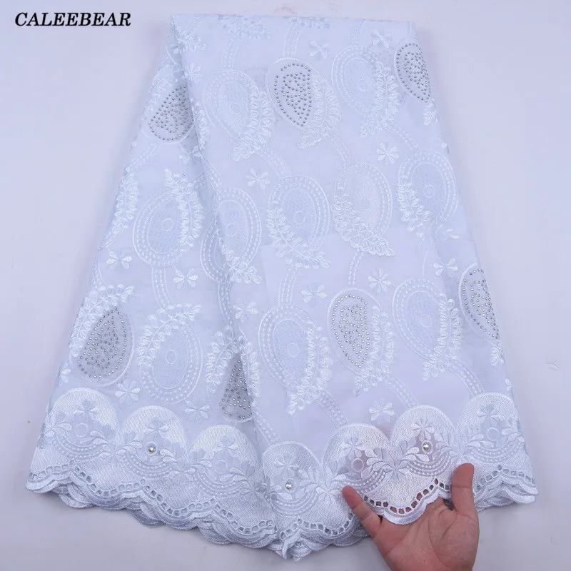 

White Nigerian African Lace Fabric 2020 High Quality Cotton Dry Lace Fabric With Stones Swiss Voile Lace In Switzerland S2086