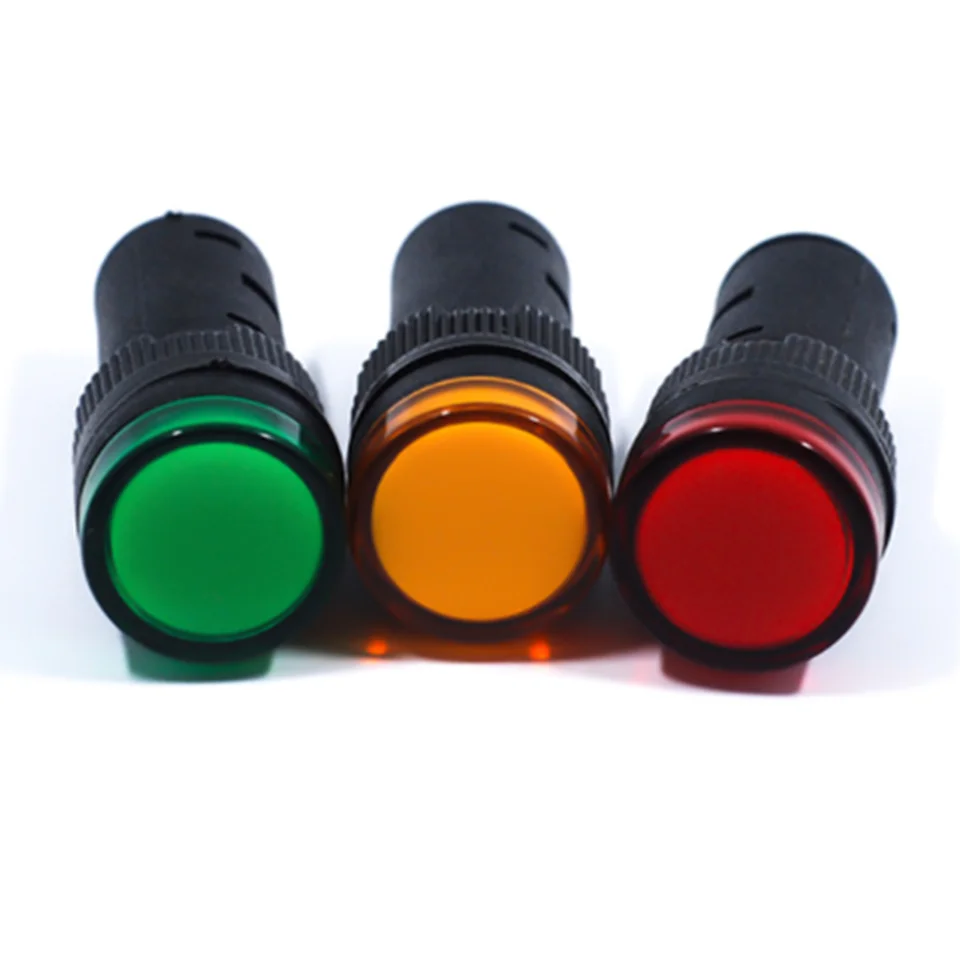 1pcs 16mm Panel Mount Signal Power Led Indicator Light Blue Green Red White Yellow Pilot Lamp AC DC 12V 24V 220V AD16-16C