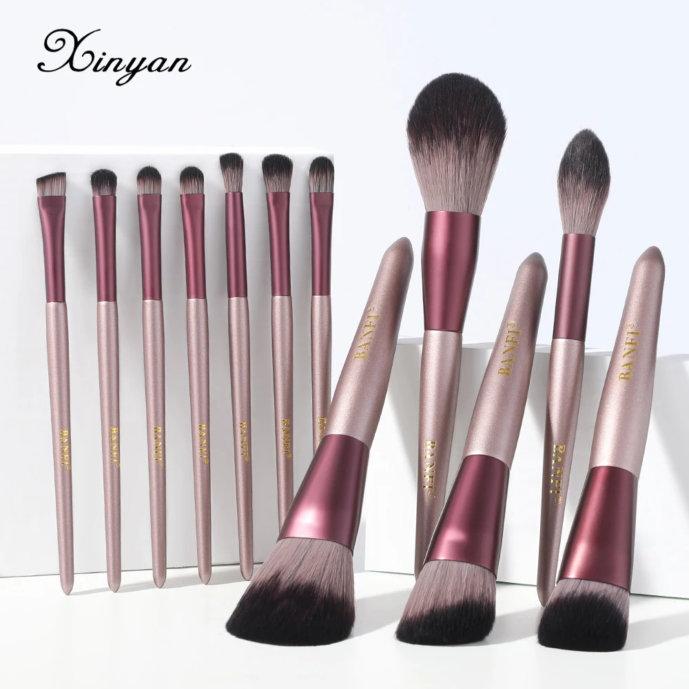 

XINYAN Grape Purple Handle 12pcs Makeup Brushes Set Professional Beginner Makeup Eye Shadow Designer Beauty Makeup Brushes Tools