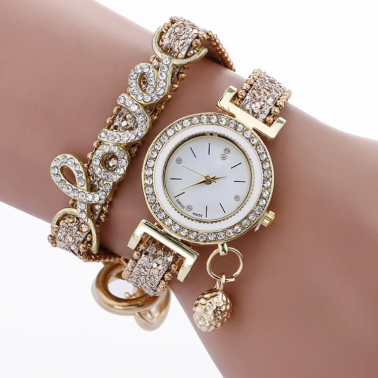 

Women Bracelet Watches Rhinestone Quartz Wrist Watch Luxury Fashion Ladies Leather Strap Wrist Watches