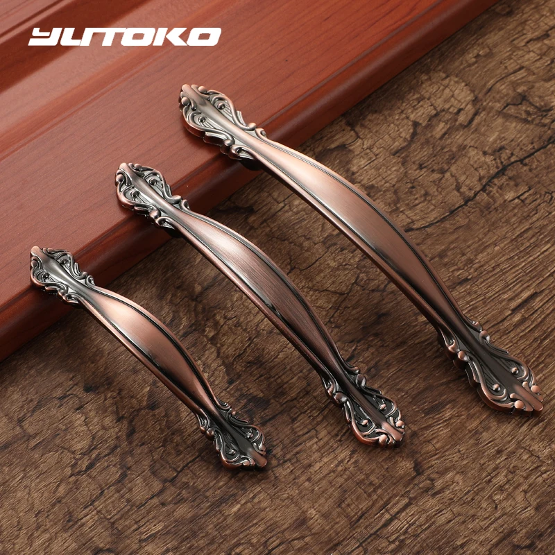 YUTOKO Europese stijl kast kast handgrepen Rose goud antieke luxe lade trekt legering keukenmeubilair handvat hardware