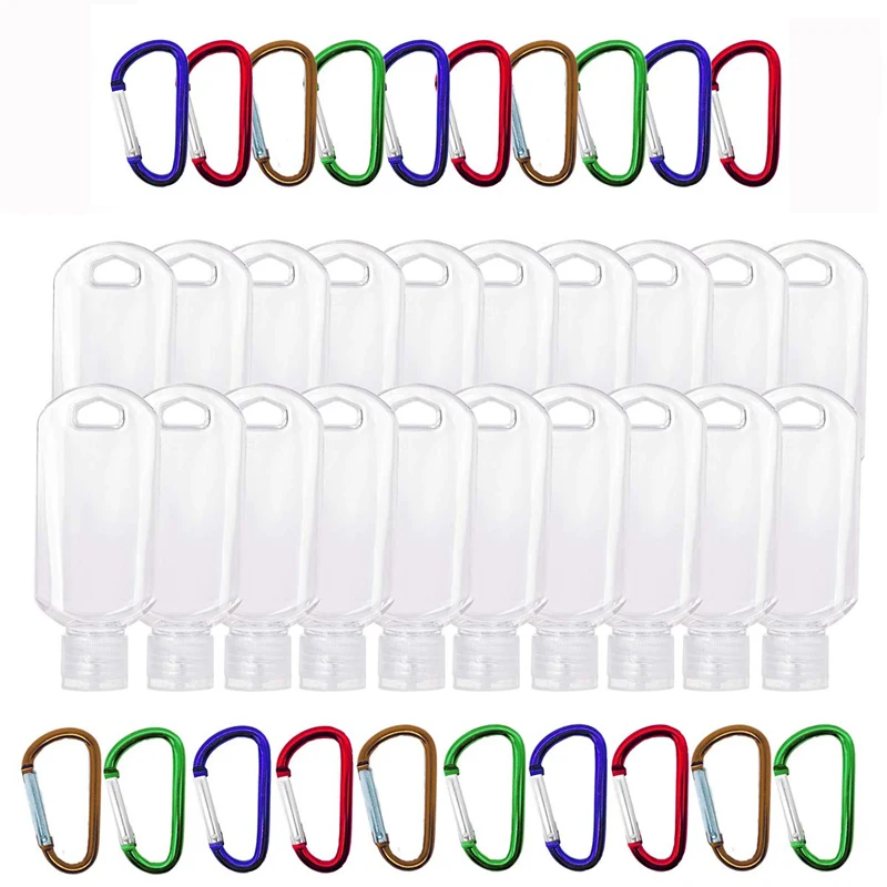 

30Pcs Travel Refillable Bottle 30ml 50ml Plastic Clear Keychain Bottles Empty Refillable Hand Sanitizer Squeeze Bottles Flip Cap