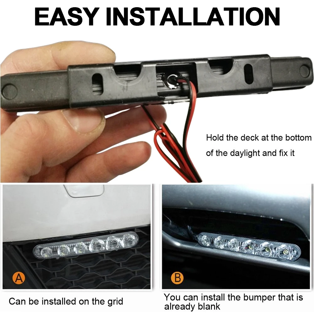 2 sztuk samochodów Auto światła do jazdy dziennej światło dzienne Car Styling lampa DRL 6 LED 12V wodoodporne lampki przeciwmgielne 6000K samochodów