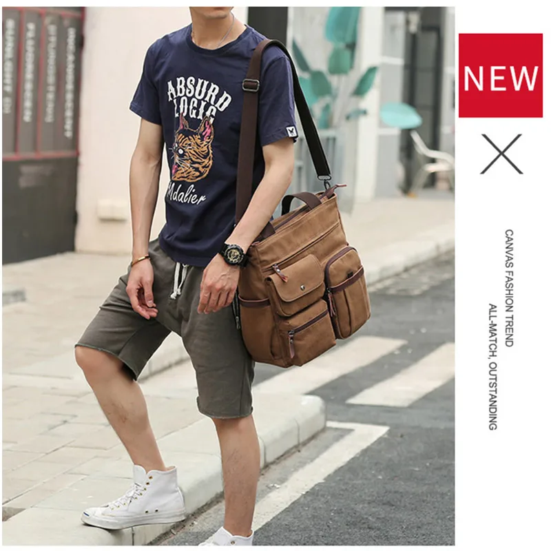 Imagem -03 - para Homens Jovens Bolsas de Lona Moda à Prova Impermeável Água Viagem Totes Masculino Grande Alta Qualidade Bolsa Ombro Crossbody dos Homens