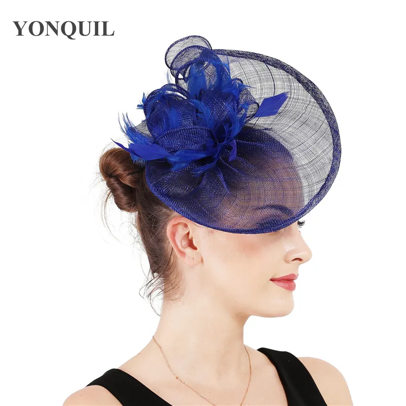 Elegant Lady Fascinator Party Hat Top Quality Sinamay Feather Millinery For Adult New Year Birthday Gifts Multi-Colors SYF157