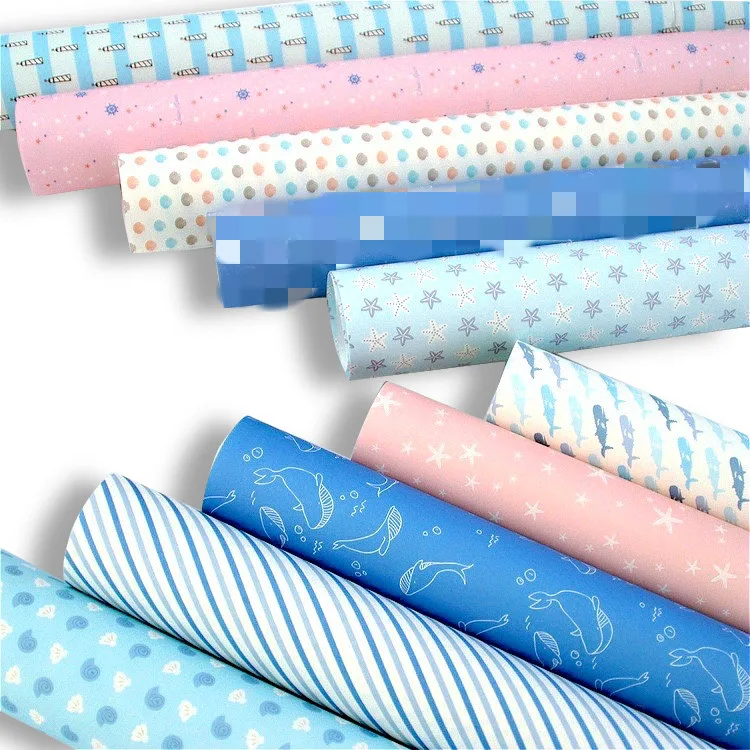 10pcs New Blue whale ocean stars blue gift wrapping papers Kids Birthday New Year Christmas Gift Packing Papers Party Supply