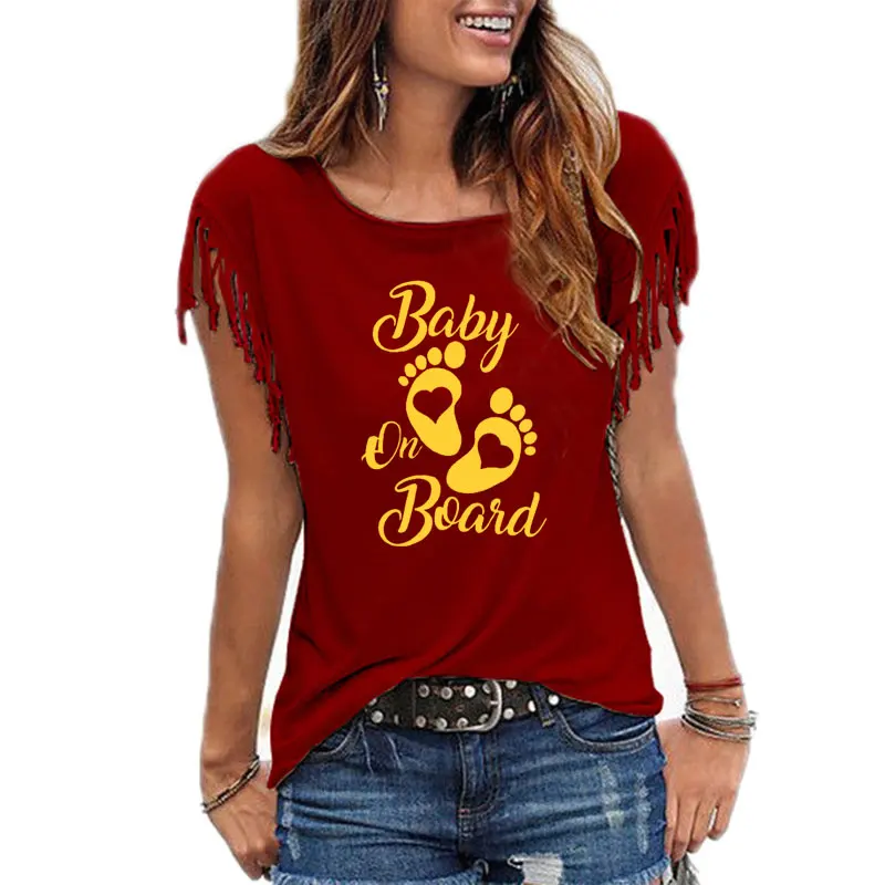 Baby On Board  Printed T-Shirt Women  Summer O-Neck Short Sleeve Tee  Femme Loose Casual Tops