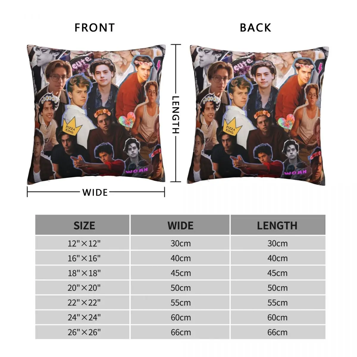 Cole Sprouse Collage Square Pillowcase Polyester Linen Velvet Printed Zip Decor Pillow Case Home Cushion Case