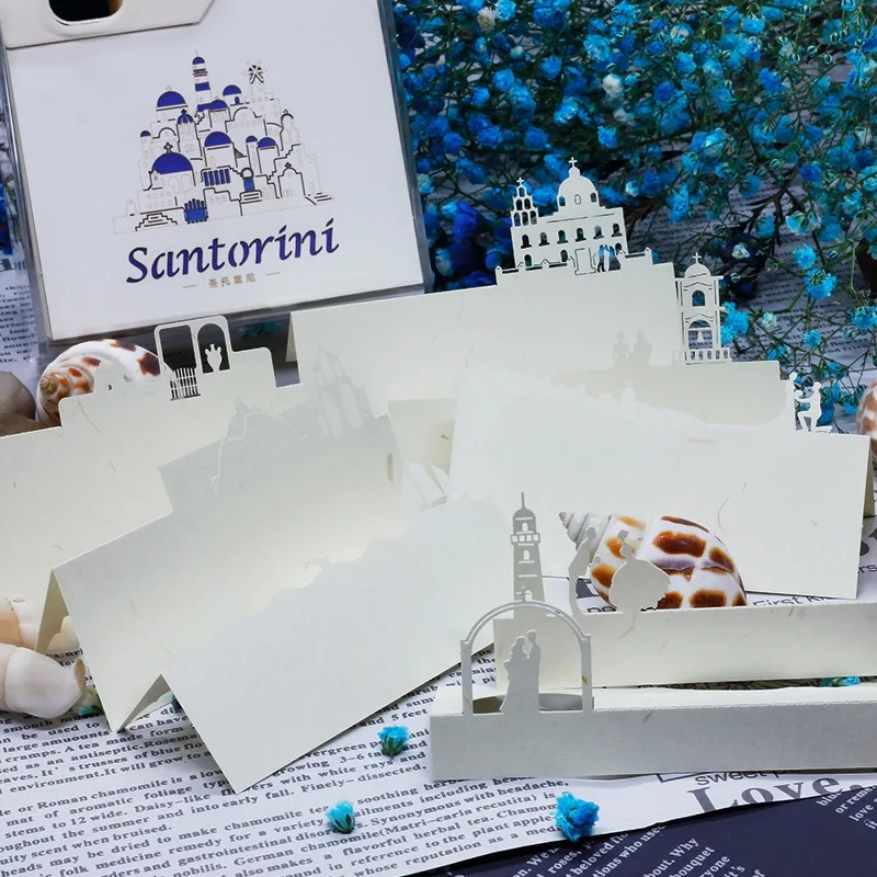 3D Memo Pad Papier Skulptur Gebäude Haftnotizen Griechenland Santorini Drei-dimensionale Modell CreativeTik Tok Geschenk